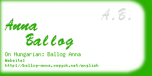 anna ballog business card